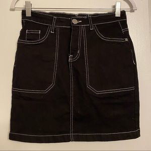 Black jean skirt with white trim - size M